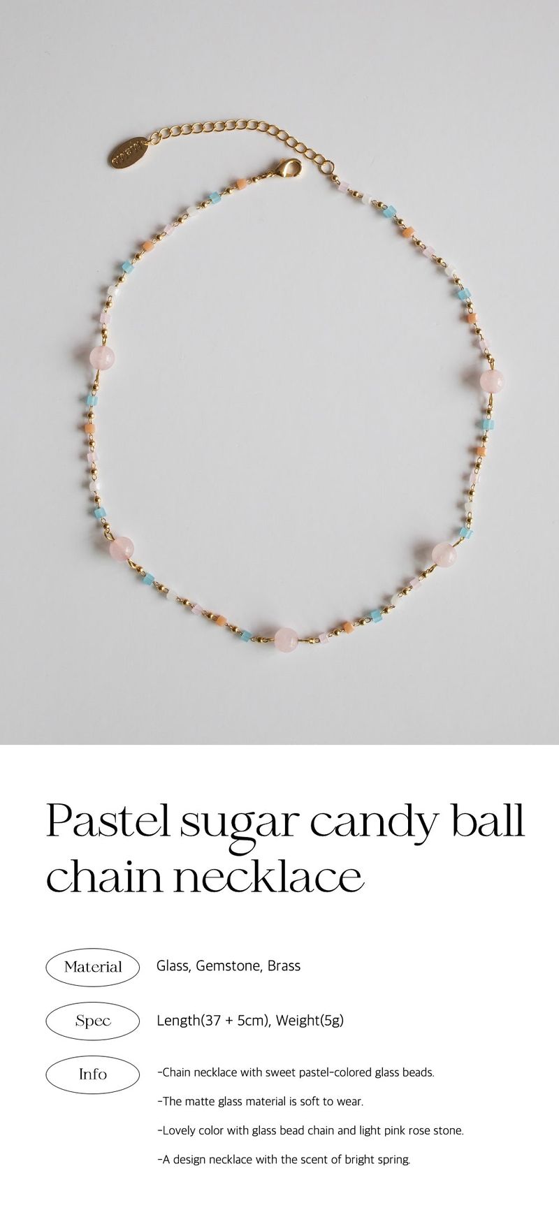 Pastel sugar candy ball chain necklace