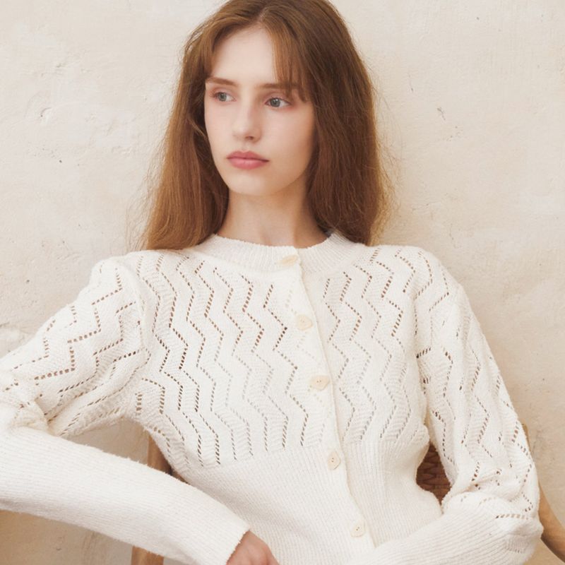 DIAMOND HOURGLASS CARDIGAN - IVORY