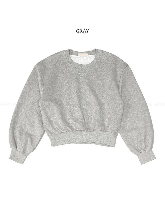 Burnt Overfit Balloon Crop Sweatshirts 4C