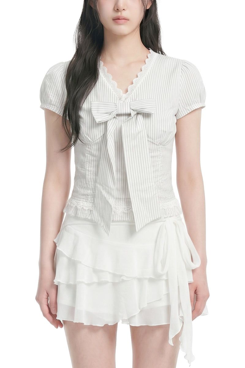 Classy Ribbon Stripe Blouse