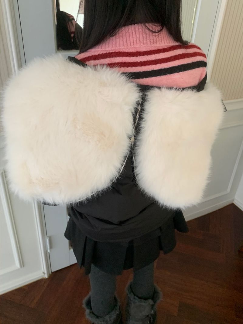 Ice Bloom Fur-Collar Duck Down Short Puffer