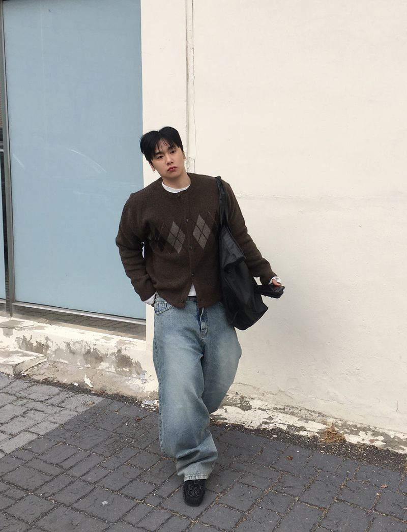 No.1561 argyle round knit CD (4color)
