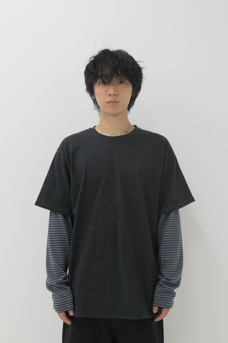  Layered Stripe T-Shirt Charcoal