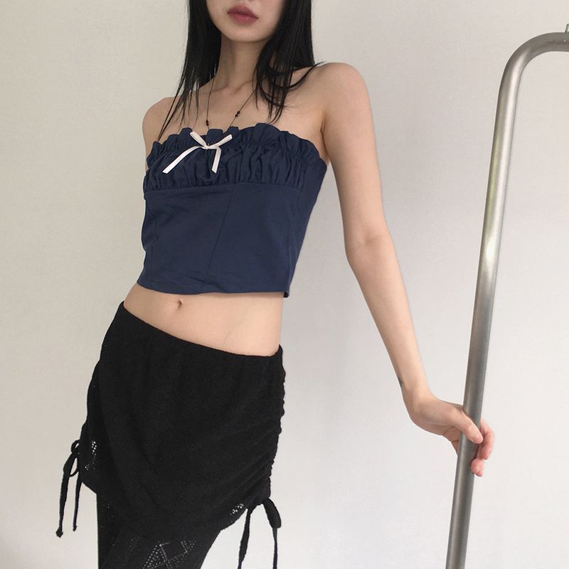 WONDER WONDER（ワンダーワンダー）の「Hipsi Festival Ribbon Shirring Slit Top（Tops）」