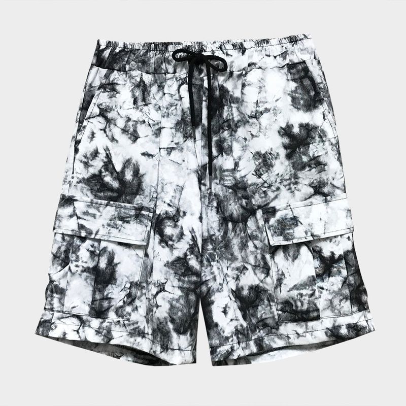 tie-dye cargo shorts_white