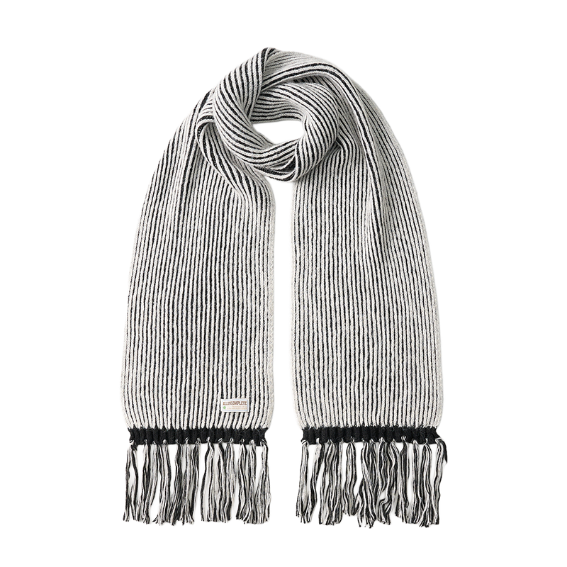 Rain Tassel Knit Muffler (Black&Cream)