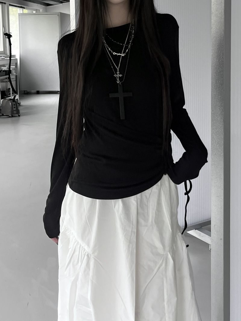 slim wrap shirring strap T (2color)