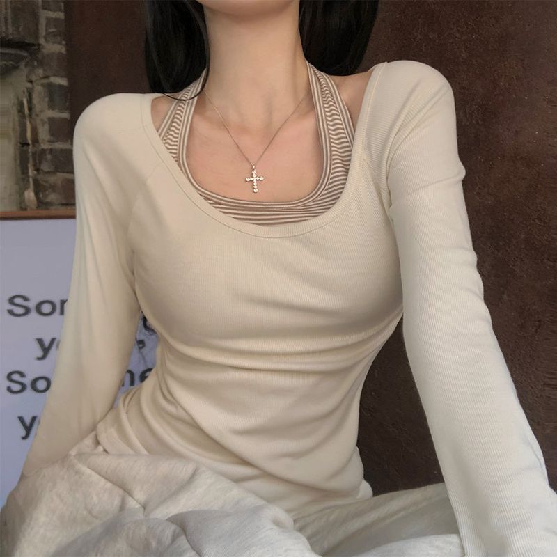 [Bellide made] BI, STRIPE HOLTER NECK CAMISOLE