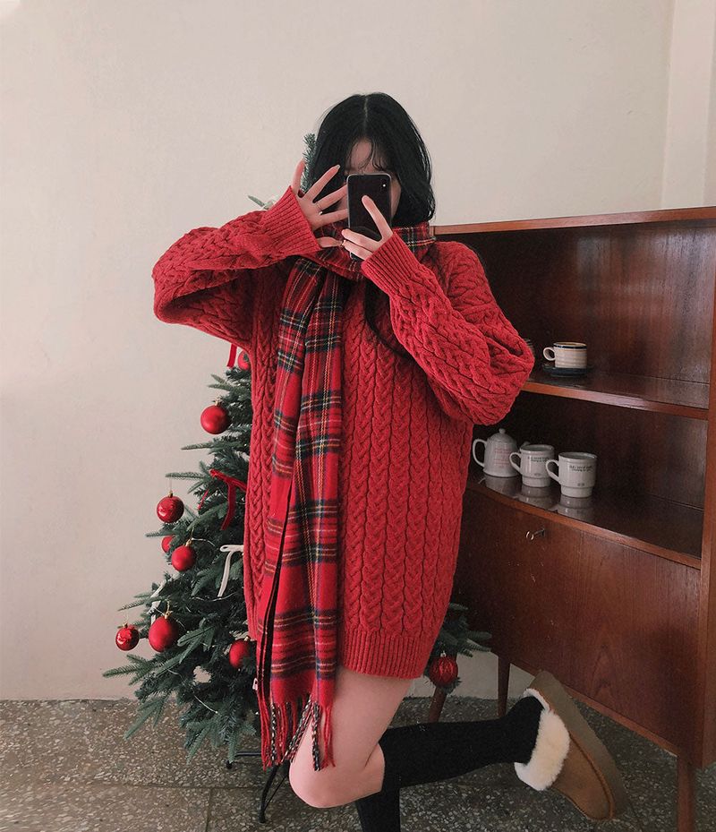 [Belied made/Cuanku] First Love Twisted Cable Knit Dress