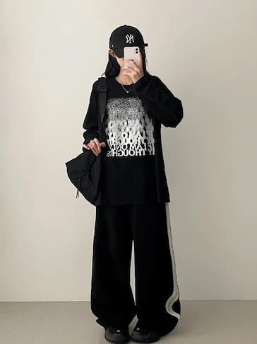 Enz Side Track Line Wide Pants