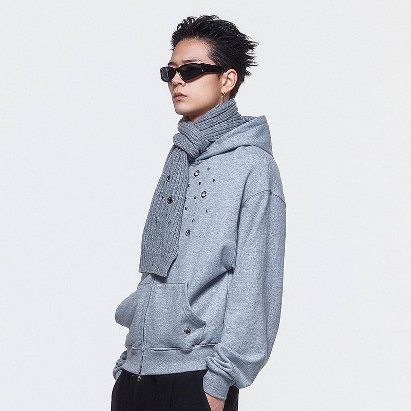 (DUC) Eyelet Stud Muffler Gray