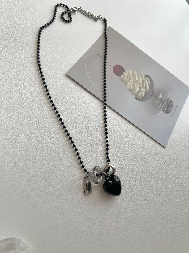 blo black chic stainless steel bold heart county line layered long necklace