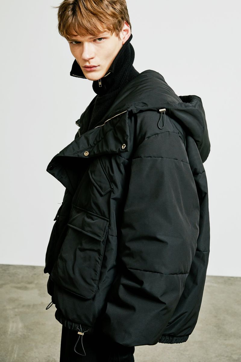 essential oversize duckdown peded parka black
