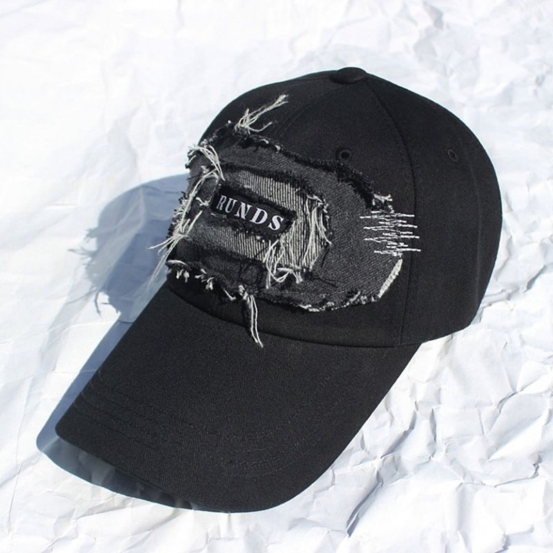 denim patchwork ball cap (washed black)