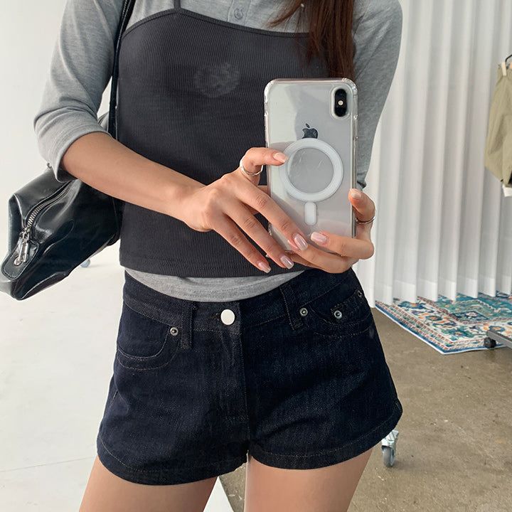 [made/4size] [Cabin] Non-Fade Raw Denim Micro Shorts -2color