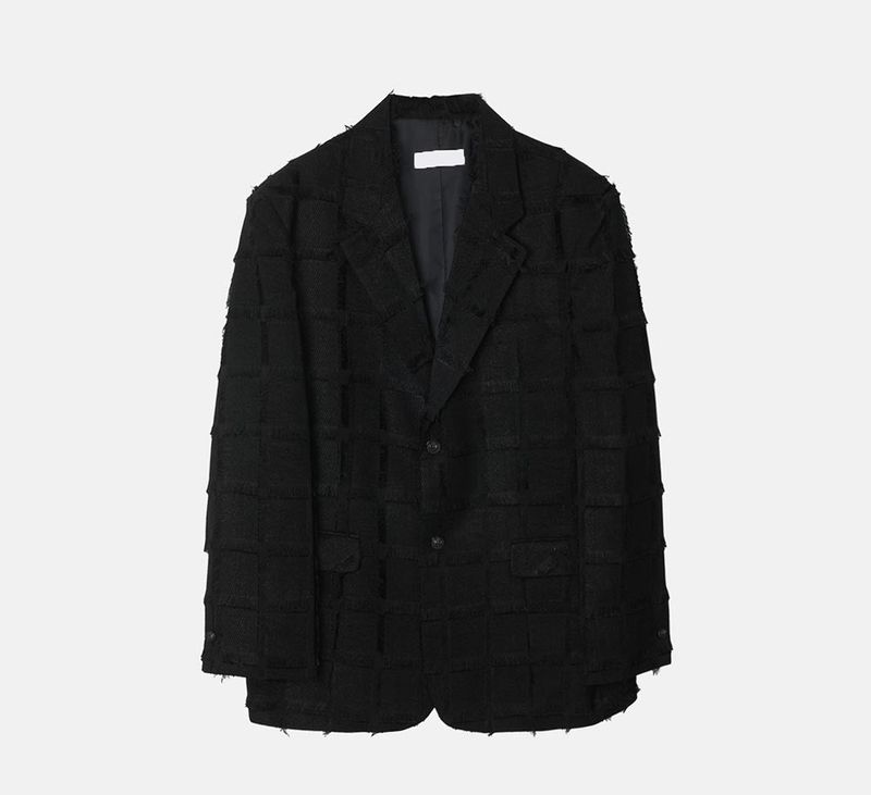 Pleddy Fringe Check Blazer (2color)