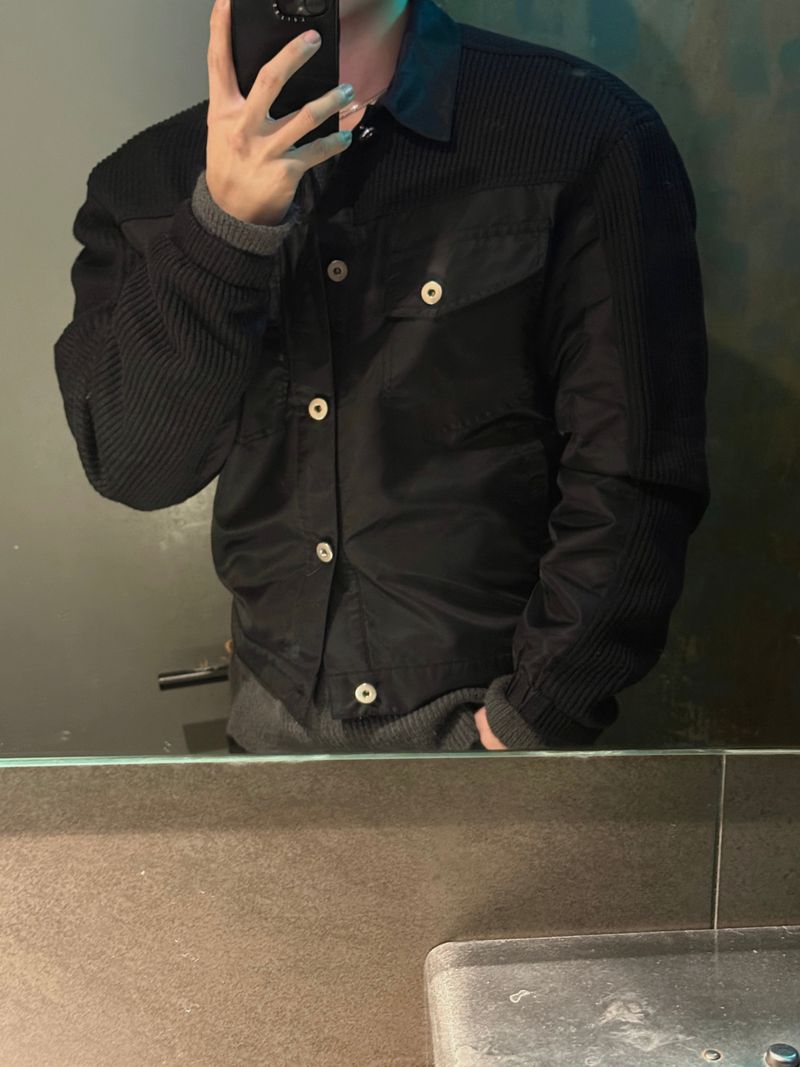 Loin trucker cropped knit jacket