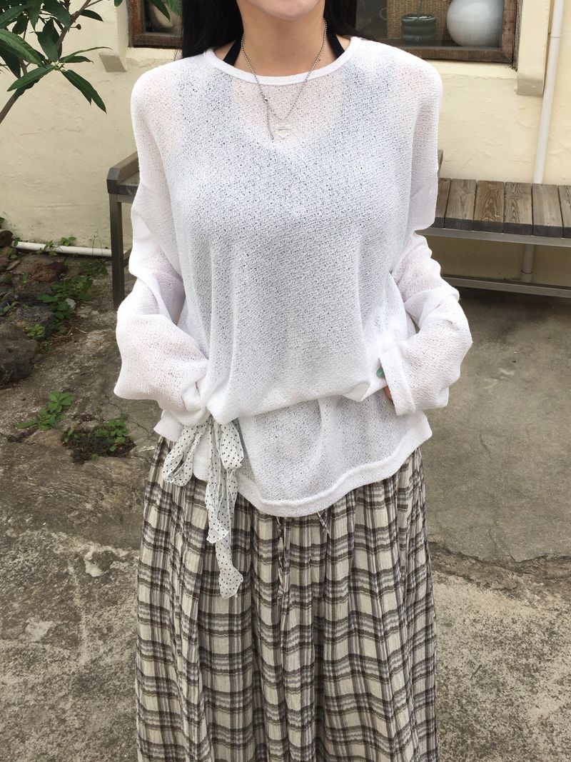 Maple Check Banded Shirred Skirt (3c)