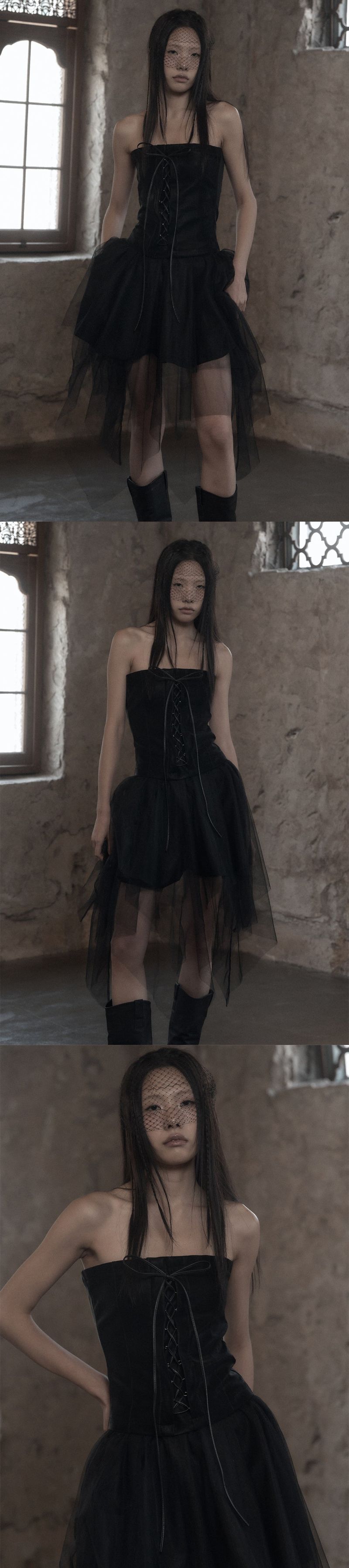 [mnem] Velvet Leather Corset