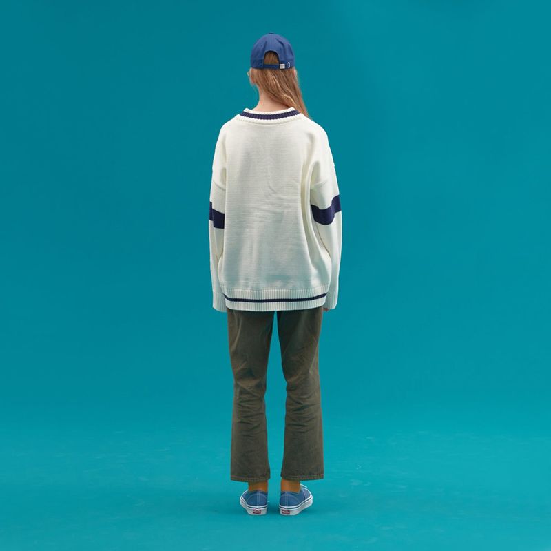 WAPPEN V NECK KNIT SWEATER_WHITE