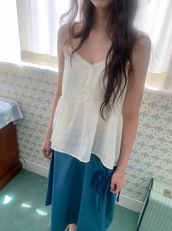 BAON（バオン）の「Zerni V-neck Lace Bustier Layered Sleeveless（Tops）」