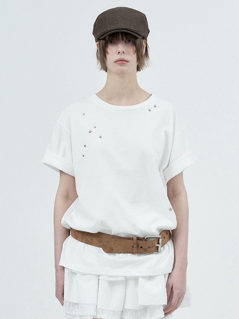 Fazed(フェイズド)の「glitter star t-shirts / white(Tops)」