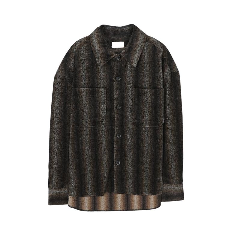 ASCLO Stripe Wool Shirt Jacket (2color)