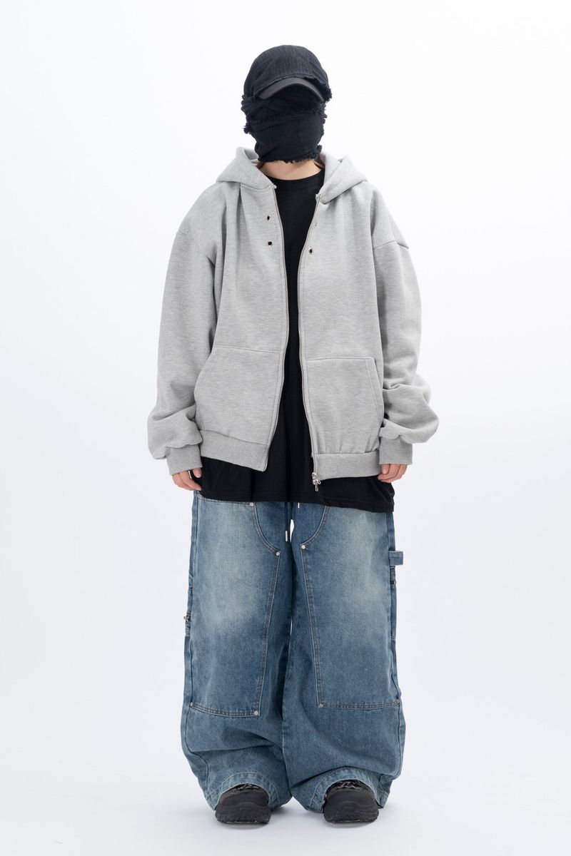 Eyelet Fleece Hooded Zip Up