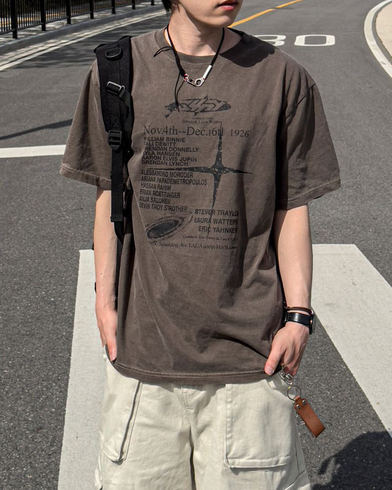 JIIGEUM(ジグム)の「ORBI PIGMENT PRINT SHORT-SLEEVE T-SHIRT(Tops)」
