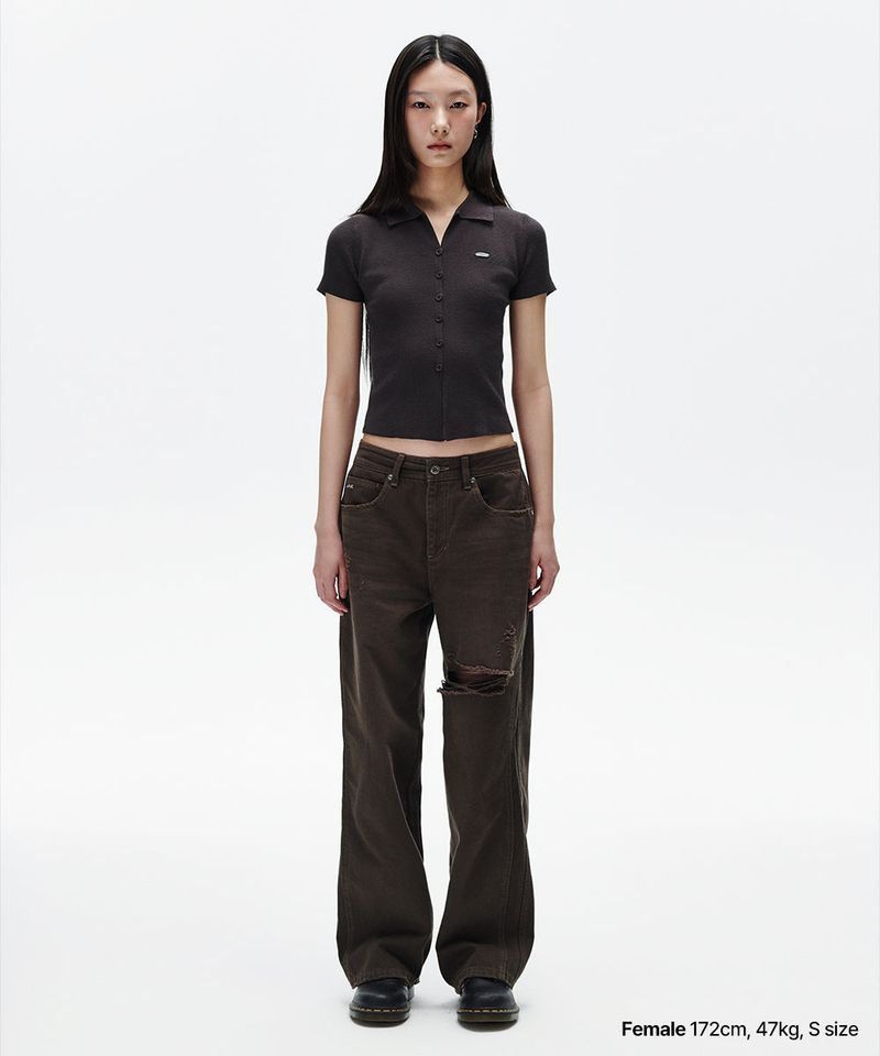 BUTTON-UP COLLAR KNIT