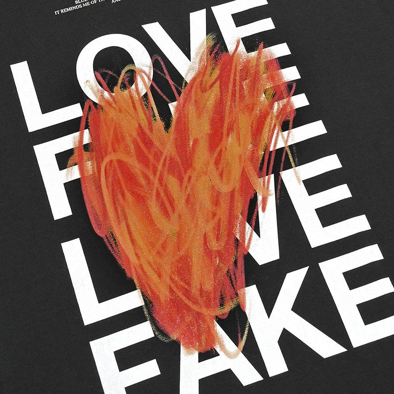 LOVE X FAKE GRAPHIC T-SHIRTS (BLACK)