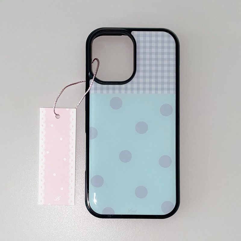 [MADE] [+MagSafe] DOT PATCH PHONE CASE MINT (glass black bumper)