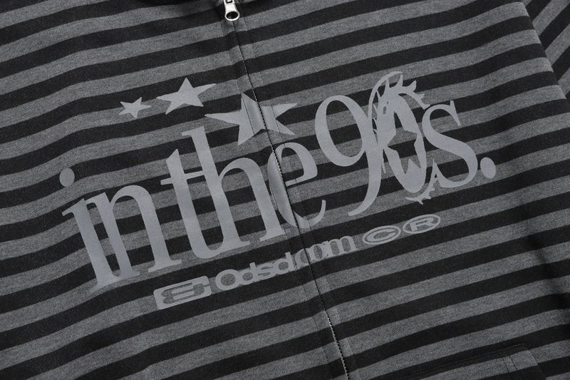 In The Nineties Stripe Hooded Zip-Up