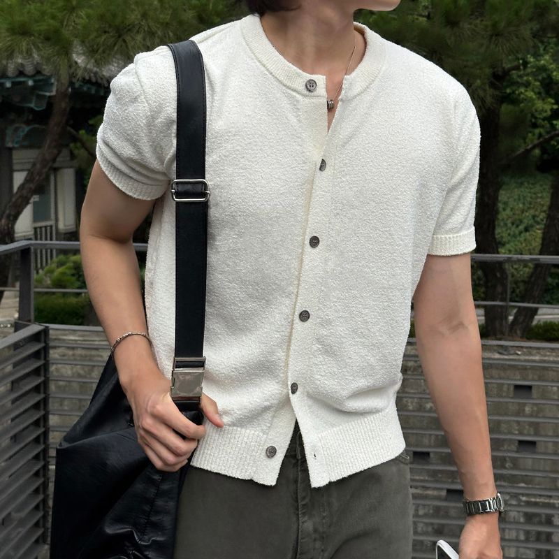 lemenne(ルメンヌ)の「LMN Sensitive Bookle Round Short-Sleeved Cardigan (6 colors)(Tops)」