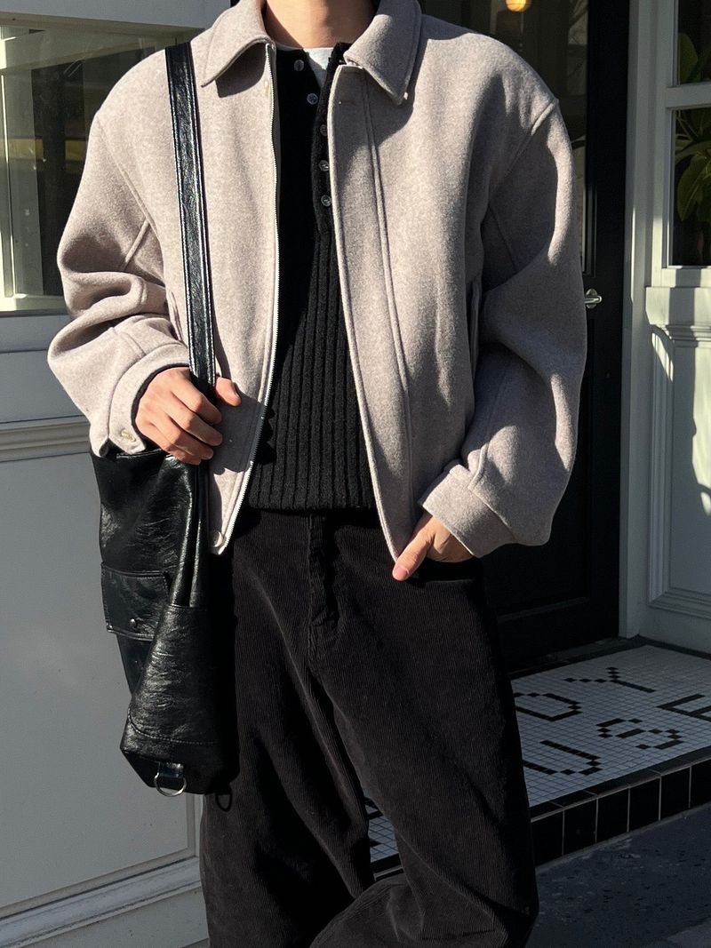 Span Harrington Cropped Wool Jacket (2 Colors)
