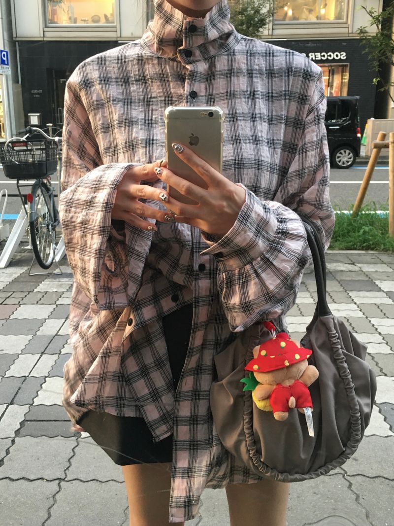 Hyper High-Neck Over Check Shirt (2c)