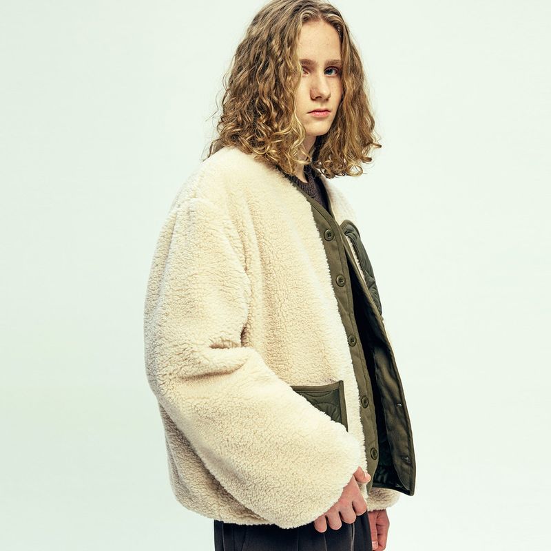 reversible quilted & fleece liner jacket olive khaki