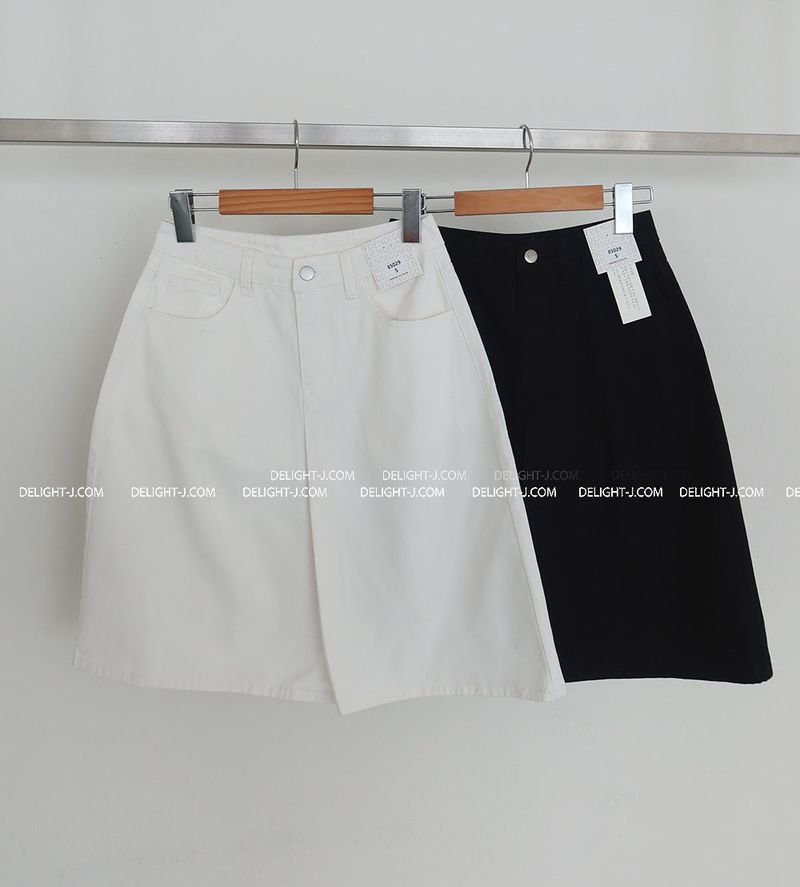Basic pintuck cotton midi skirt