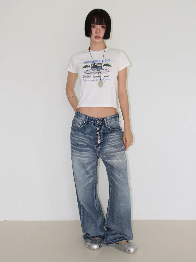 5-BUTTON WASHED DENIM