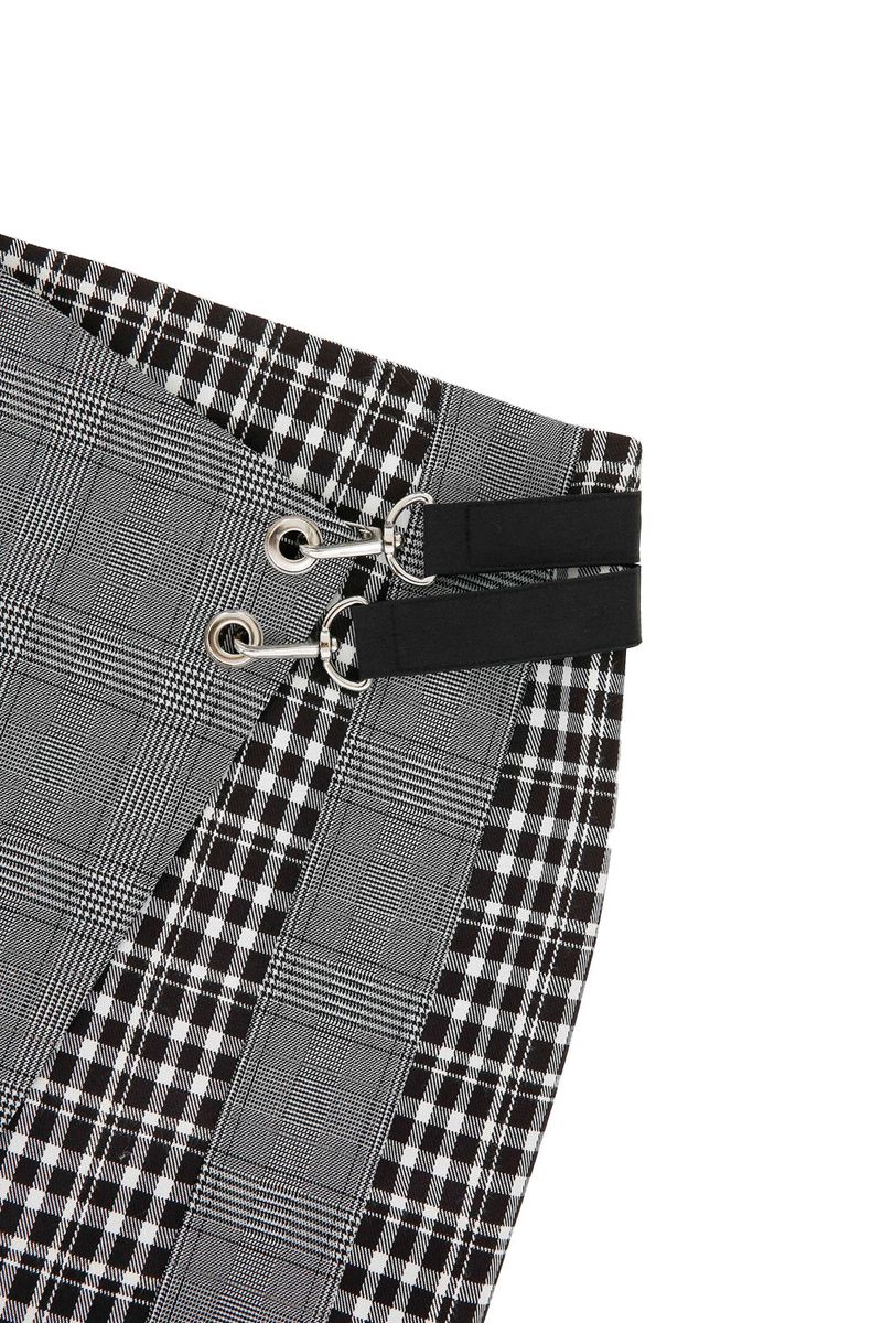 Check Panelled Mini Wrap Skirt _ Black