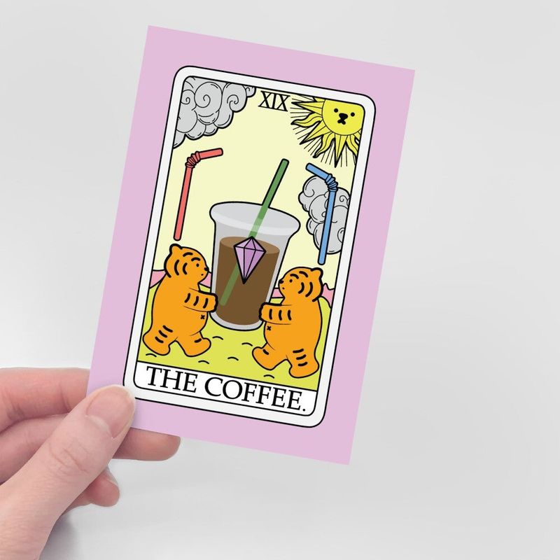 COFFEE TAROT TIGER POST CARD