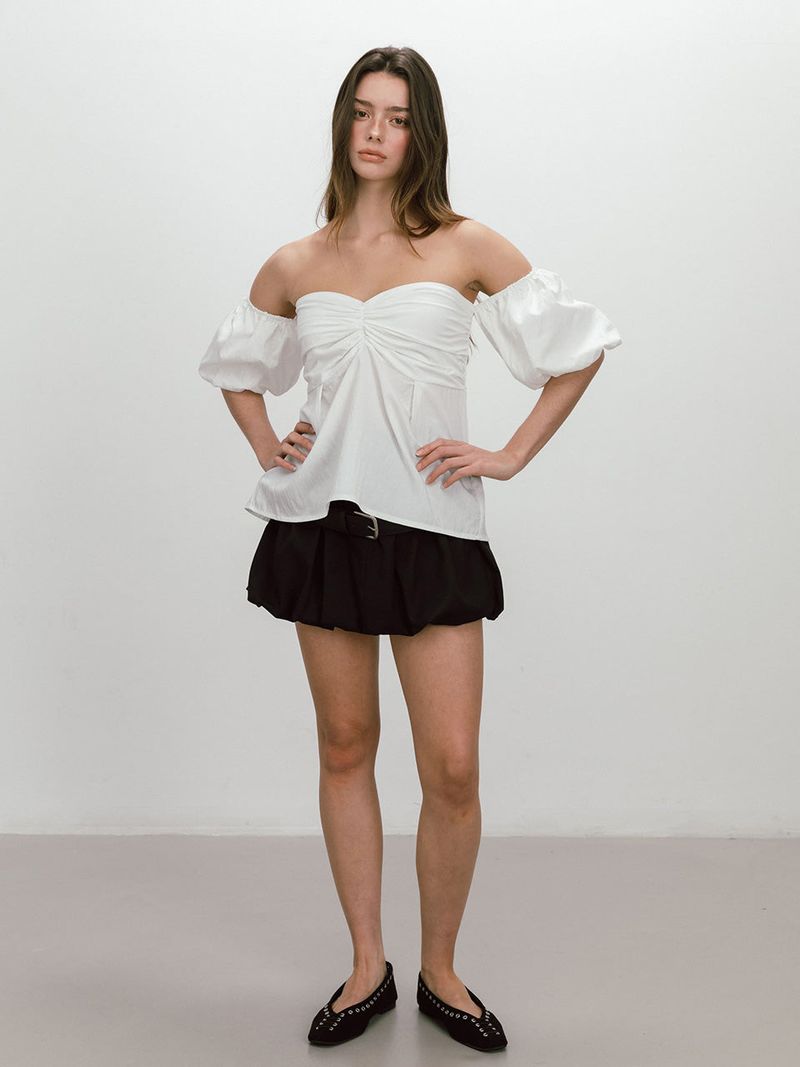 PUFF SHIRRING BLOUSE / WHITE