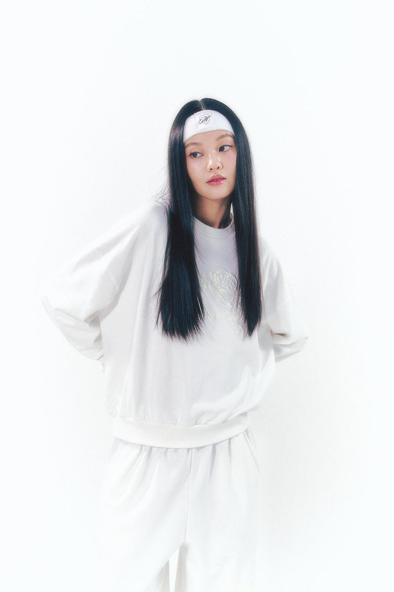 Knee Point Ribbon Jogger Pants White