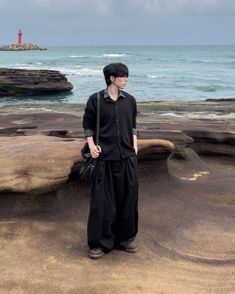 Drape Belted Wide Slacks