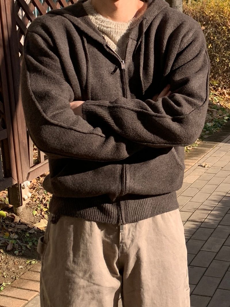 Mensfloor（メンズフロア）の「Inkiso knit crop two-way hoodie zip-up（Tops）」