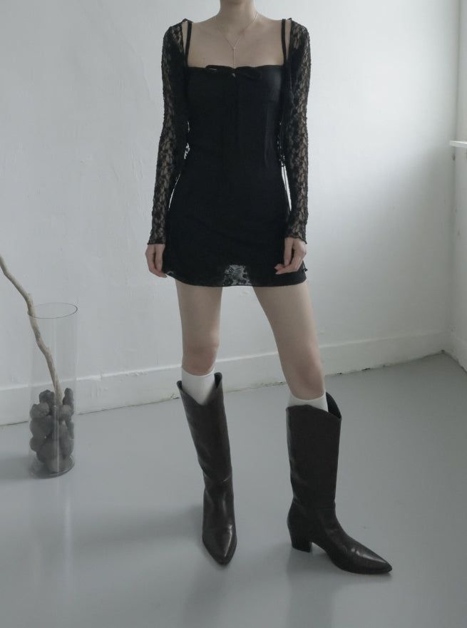 Muse Embossed See-through Lace Cardigan