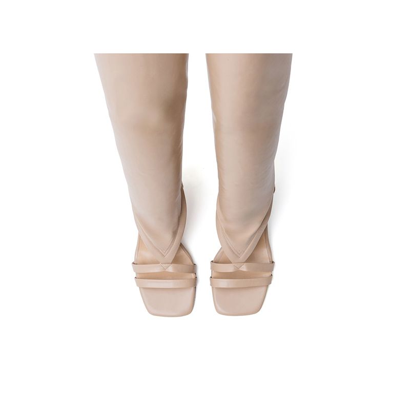 Side Cut-Out Open Toe Boots Heel(Beige)