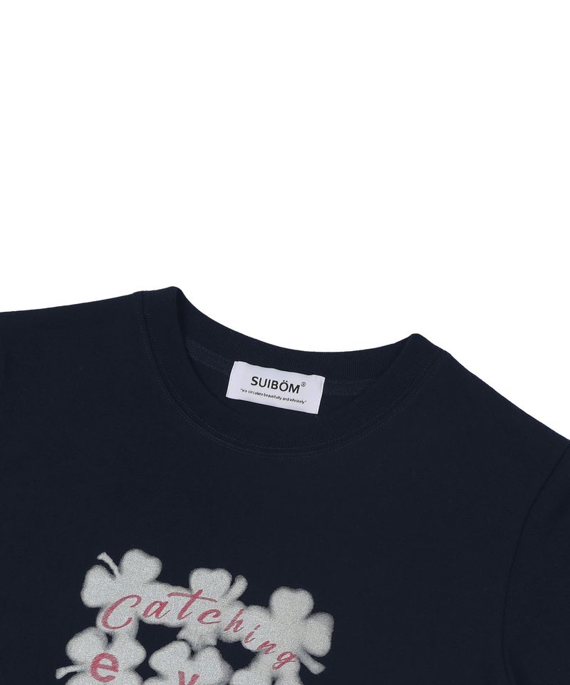 Catching Eye Crop T-Shirt in Navy