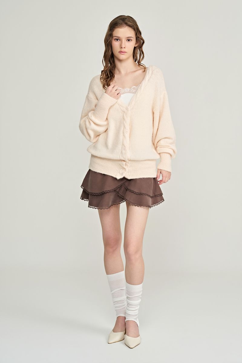 Souffle deep v-neck cardigan, Pink