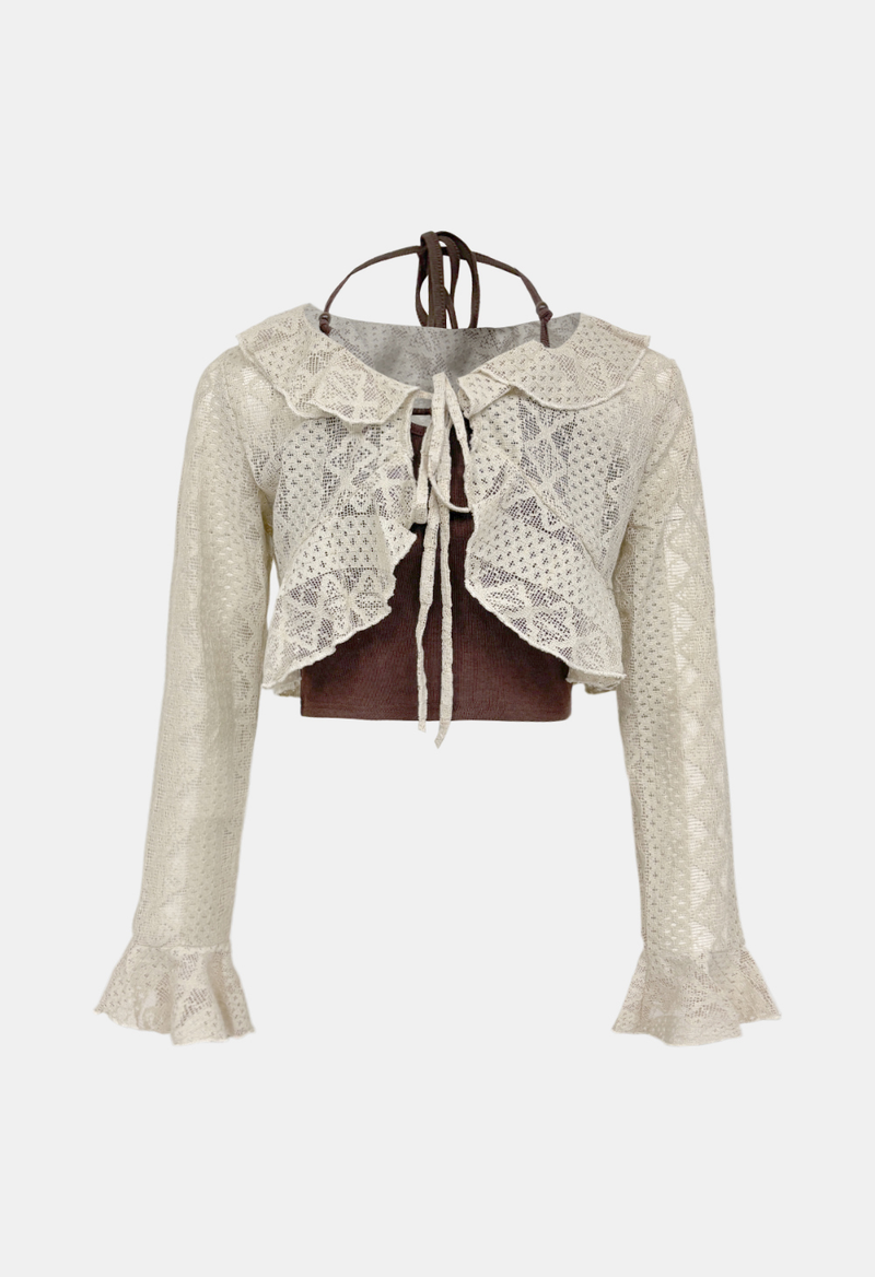Frill Cardigan & Sleeveless Top